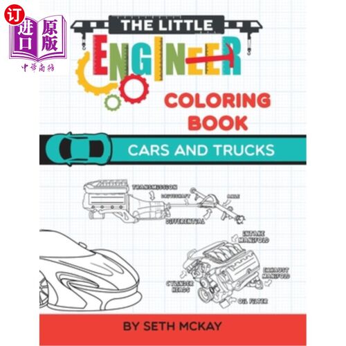 海外直订The Little Engineer Coloring Book - Cars and Trucks: Fun and Educational Cars Co 小工程师涂色书-汽车和卡车: