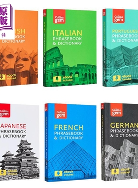 Collins Gem Phrasebook & Dictionary 柯林斯袖珍短语和词典合集 原版字典工具书 法语意大利语日语西班牙语德语【中商原版】