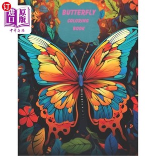 for 为成人：美丽 with Coloring Book Lovely Beautiful Adults 蝴蝶涂色书 海外直订Butterfly Butterfly Flo Designs