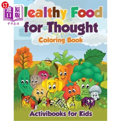海外直订Healthy Food for Thought Coloring Book 健康食物的思想涂色书