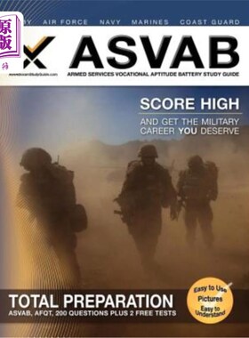 海外直订ASVAB Armed Services Vocational Aptitude Battery Study Guide ASVAB武装部队职业能力倾向电池研究指南