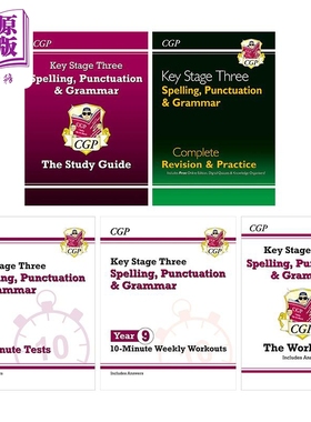 英国原版CGP教辅 KS3 英语单词拼写 标点 语法 10分钟测试/复习指南/练习册 Spelling Punctuation and Grammar【中商原版】