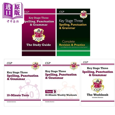 英国原版CGP教辅 KS3 英语单词拼写 标点 语法 10分钟测试/复习指南/练习册 Spelling Punctuation and Grammar【中商原版】