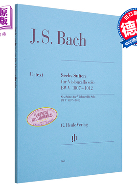 Six Suites BWV 1007-1012 for Violoncello Solo 进口艺术 巴赫六首无伴奏大提琴组曲 两份独奏分谱【中商原版】