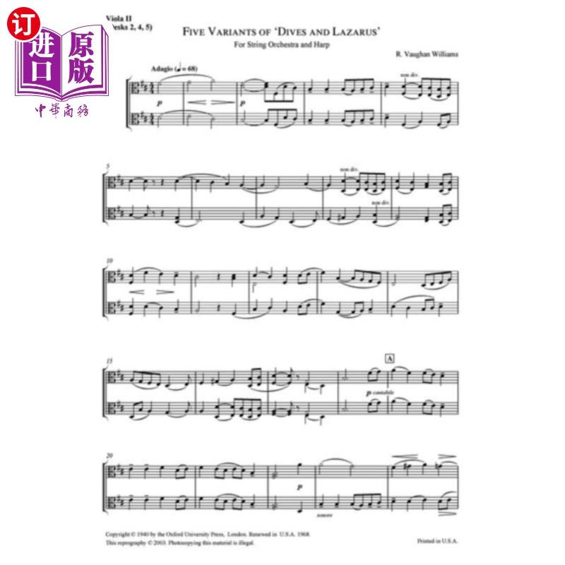 海外直订Five Variants on 'Dives and Lazarus' 《潜水与拉撒路》的五个变体