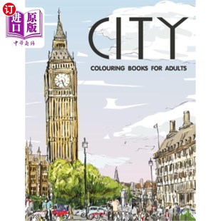 Book 城市风景和景观涂色书 for and Landscape Cityscape Books Adults 成人城市涂色书 海外直订City Coloring Colouring
