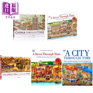 古代历史人文建筑 穿越时空系列 China 绘本 Through Street 长城 7岁以上 Wall 英文原版 Great 街道 中商原版 中国 Time