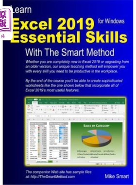 海外直订Learn Excel 2019 Essential Skills with The Smart Method: Tutorial for self-instr 学习Excel 20