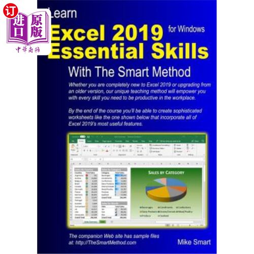 海外直订Learn Excel 2019 Essential Skills with The Smart Method: Tutorial for self-instr 学习Excel 20