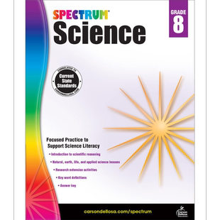 现货 Carson Dellosa Spectrum Science Grade 8 光谱练习册 科学系列 8年级 13-14岁 中学八年级 美国CarsonDellosa【中商原版】