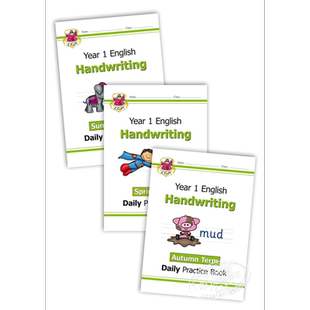 英国CGP原版 New KS1 Handwriting Daily Practice Book Year 1 每日英语书写练习套装 1年级 趣味书写 5-6岁 【中商原版】