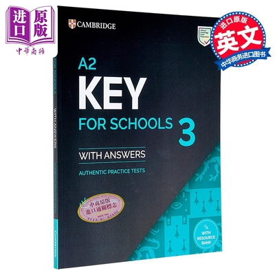 A2 Key for Schools 3 Students Book with Answers 剑桥新版2025版KET考试校园版真题4套 含答案和音频 英文原版【中商原版?