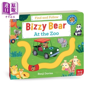 Follow 动物园 and Bear 5岁 进口低幼童书 the 中商原版 英文原版 Find 亲子纸板书 Bizzy 小熊很忙滑块轨道书 Zoo