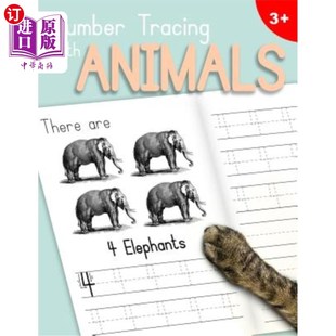 海外直订Number Tracing With Animals: Learn the Numbers - Number and Counting Practice Wo 数字追踪与动物:学习数字-数