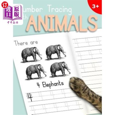海外直订Number Tracing With Animals: Learn the Numbers - Number and Counting Practice Wo 数字追踪与动物:学习数字-数