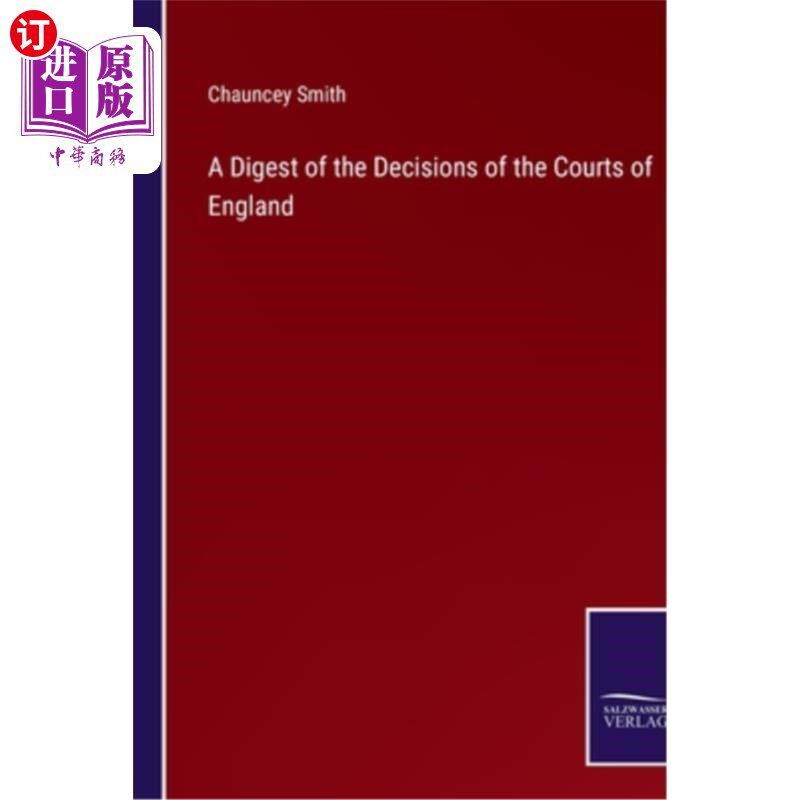 海外直订A Digest of the Decisions of the Courts of England 英国法院判决摘要