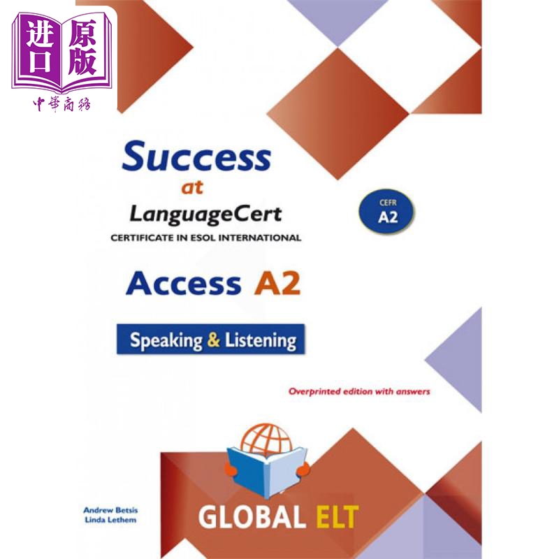 现货 Success at LanguageCert A2 ESOL SELT - Overprinted Edition 成功掌握朗思考试A2 ESOLSELT--带答案的套印版【中商原版】