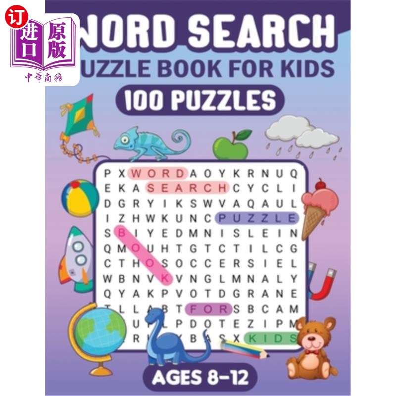 海外直订Word Search Puzzle Book for Kids: Word Searches For Kids Ages 8-12 儿童字谜书:8-12岁儿童字谜书