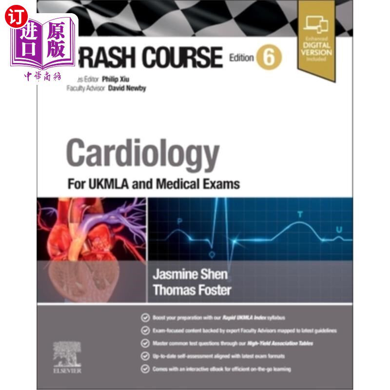 海外直订医药图书Crash Course Cardiology: For Ukmla and Medical Exams 速成班心脏病学：Ukmla和医学考试