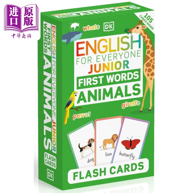 现货 English for Everyone Junior First Words Animals Flash Cards人人学英语青少版 动物单词卡片 英语学习 原版【中商原版】