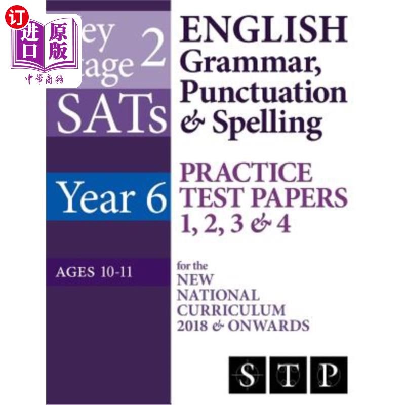 海外直订KS2 SATs English Grammar, Punctuation & Spelling Practice Test Papers 1, 2, 3 &  KS2 SAT英语语