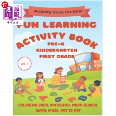 海外直订Fun Learning Activity Book: Pre-K, Kindergarten, First Grade: Activity Book for  有趣的学习活动手册:学前班