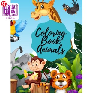 gift Book 8.5 Littl 海外直订Coloring for 100 Animals Cute 2021 page 动物彩绘书 Coloring