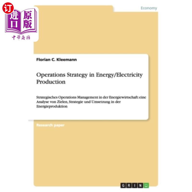 海外直订Operations Strategy in Energy/Electricity Production 能源/电力生产运营策略