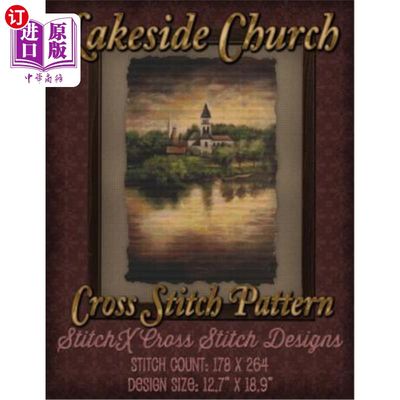 海外直订Lakeside Church Cross Stitch Pattern 湖边教堂十字绣图案