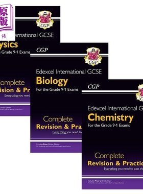 英国CGP原版 Edexcel IGCSE Biology Chemistry Physics 爱德思考试 物理 化学 生物 备考套装3册 在线版 含答案【中商原版】