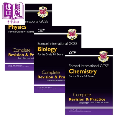 预售 英国CGP原版 Edexcel IGCSE Biology Chemistry Physics 爱德思考试 物理 化学 生物 备考套装3册 在线版 含答案【中商原版】
