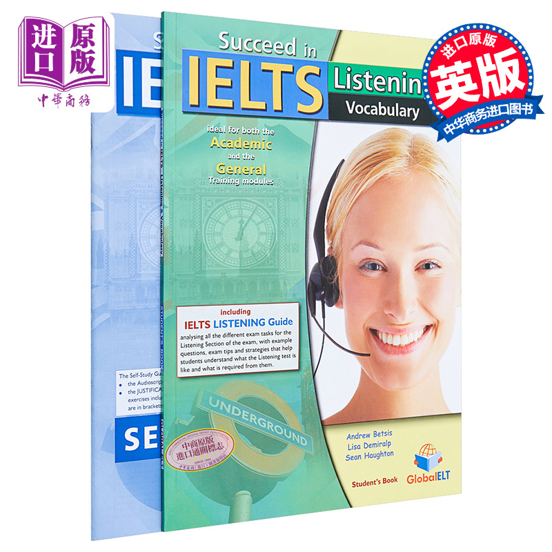 现货 Succeed in IELTS Listening & Vocabulary 雅思听力自学考试 GLOBAL ELT出版 含模拟测试+光盘 12岁以上【中商原版】