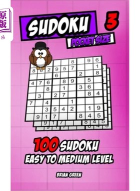 海外直订Sudoku pocket size 3: 100 sudoku easy to medium level 数独口袋大小3:10 0数独容易中级水平