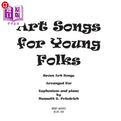 海外直订Art Songs for Young Folks - euphonium and piano 青年艺术歌曲-低音琴和钢琴