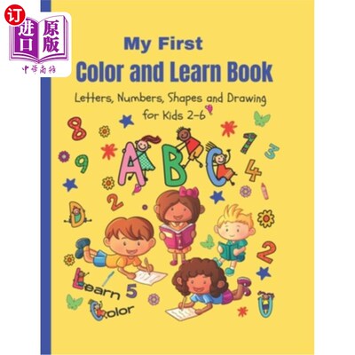 海外直订My First Color and Learn Book: letters, numbers, shapes and drawing for kids 2-6 我的第1本颜色和学习书:字母