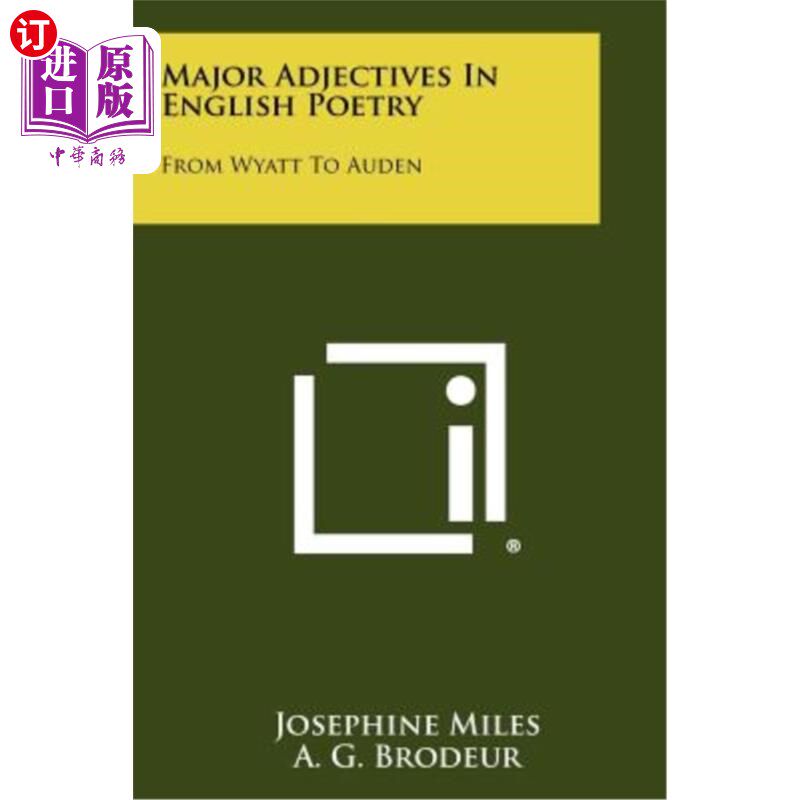 海外直订Major Adjectives in English Poetry: From Wyatt to Auden 英语诗歌中的主要形容词:从怀亚特到奥登