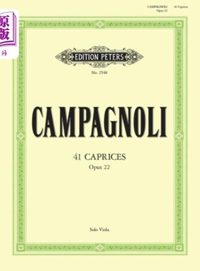 海外直订古英语 41 Caprices Op.22 for Solo Viola 41个反复无常的行为