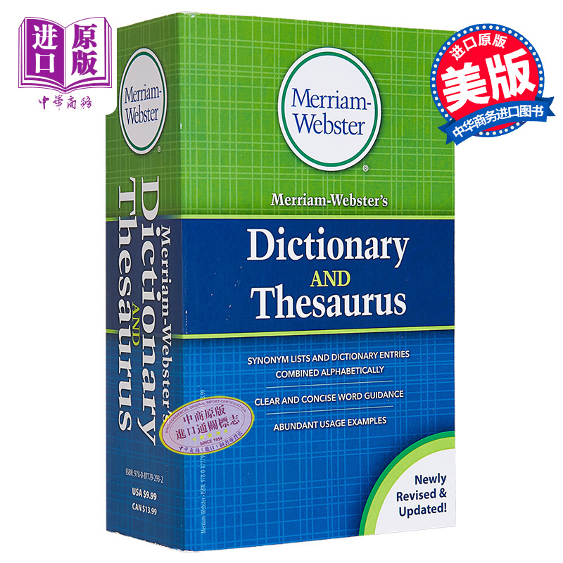 韦氏词典和同义词表 2020年版Merriam-Websters Dictionary and Thesaurus 2020 英文原版英语字典 进口参考工具书【中商原版
