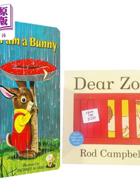 英文原版绘本 I Am a Bunny 我是一只兔子 Dear Zoo 亲爱的动物园 宝宝启蒙早教纸板书2册 吴敏兰书单推荐 0-3岁幼儿英语 进?