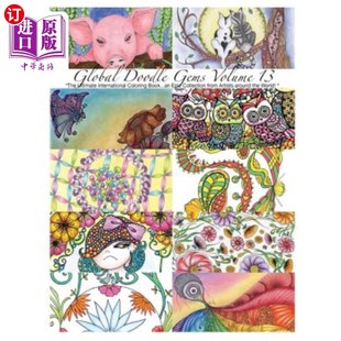 Coll Doodle Volume 海外直订 Ultimate Epic 全球涂鸦宝石 Book...an Gems Coloring Adult 第13卷： The Global