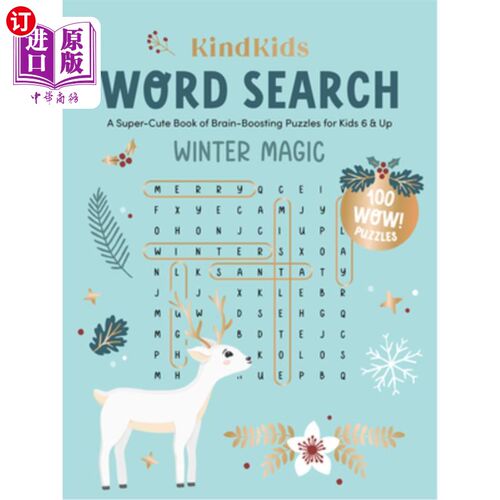 海外直订Kindkids Word Search Winter Magic: A Super-Cute Book of Brain-Boosting Puzzles f 儿童单词搜索冬季魔法:一本