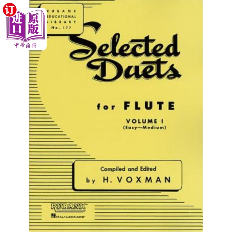 海外直订Selected Duets for Flute: Volume 1 - Easy to Medium 长笛二重奏精选:第一卷-易读