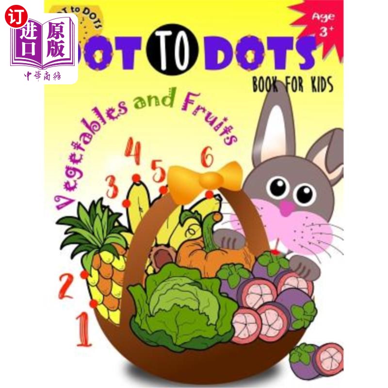 海外直订Dot to Dots Book for Kids Ages 3+: Children Activity Connect the dots, Coloring 点到点书适合3岁以上的孩子: