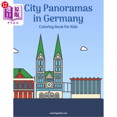 海外直订City Panoramas in Germany Coloring Book for Kids 德国城市全景儿童图画书