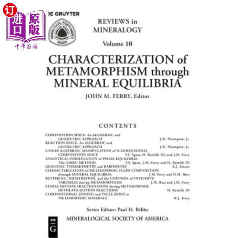 海外直订Characterization of Metamorphism Through Mineral Equilibria 矿物平衡表征变质作用