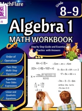 海外直订Algebra 1 Workbook 8th and 9th Grade: Grade 8-9 Algebra 1 Workbook, Standard Lin 八、九年级：八、九年级代数