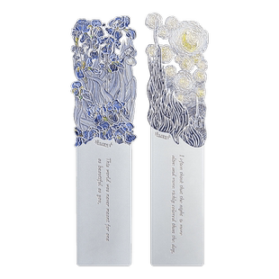 现货 梵高Van Gogh礼盒装【星月夜+鸢尾花】书签 经典世界名画周边艺术书签金属银质造旧复古优雅文艺文创礼品【中商文创】