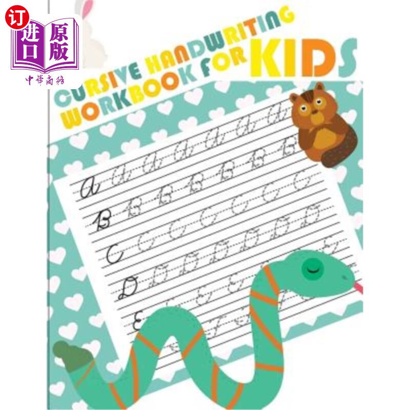 海外直订Cursive handwriting workbook for kids: abc workbooks for preschool, abc workbook 儿童草书练习册:学龄前abc练