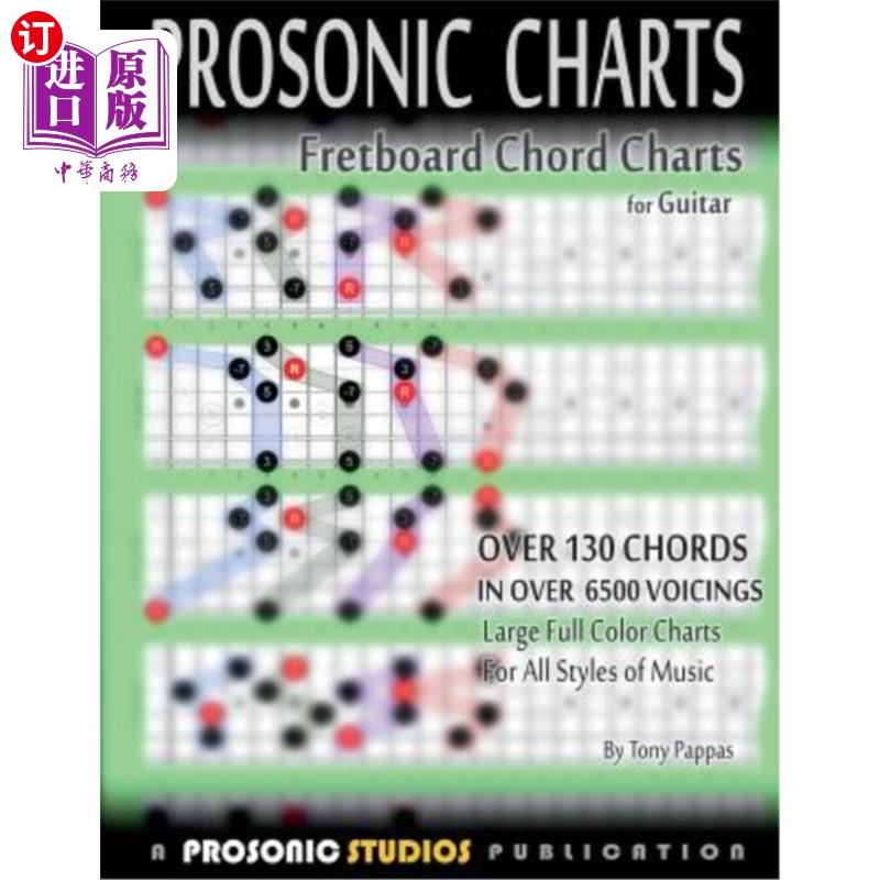 海外直订Fretboard Chord Charts for Guitar 吉他的指板和弦表