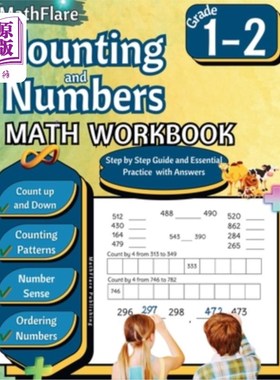 海外直订Counting and Numbers Math Workbook 1st and 2nd Grade: Skip Counting, Comparing N 数与数数学练习册一、二年级